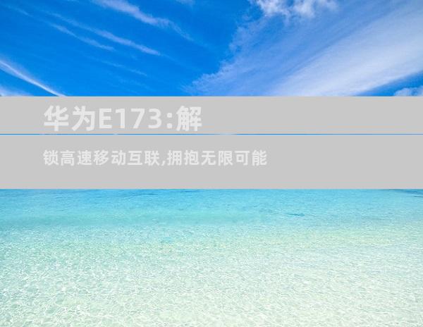 华为E173:解锁高速移动互联,拥抱无限可能