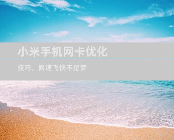 小米手机网卡优化技巧，网速飞快不是梦